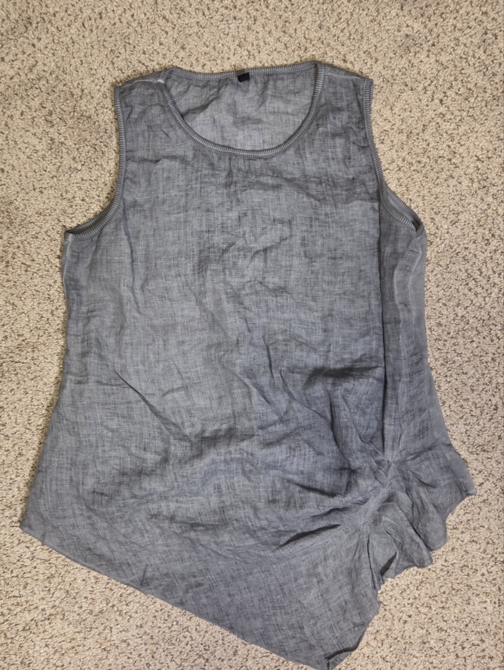 Inizio Linen Sleeveless Ruched Assymetrical Hilo Blouse Top Gray Italy Size XL - Picture 2 of 6